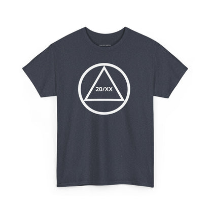 Sobriety Short Sleeve T-Shirt | Circle and Triangle Sobriety Years Design 1 On The Front