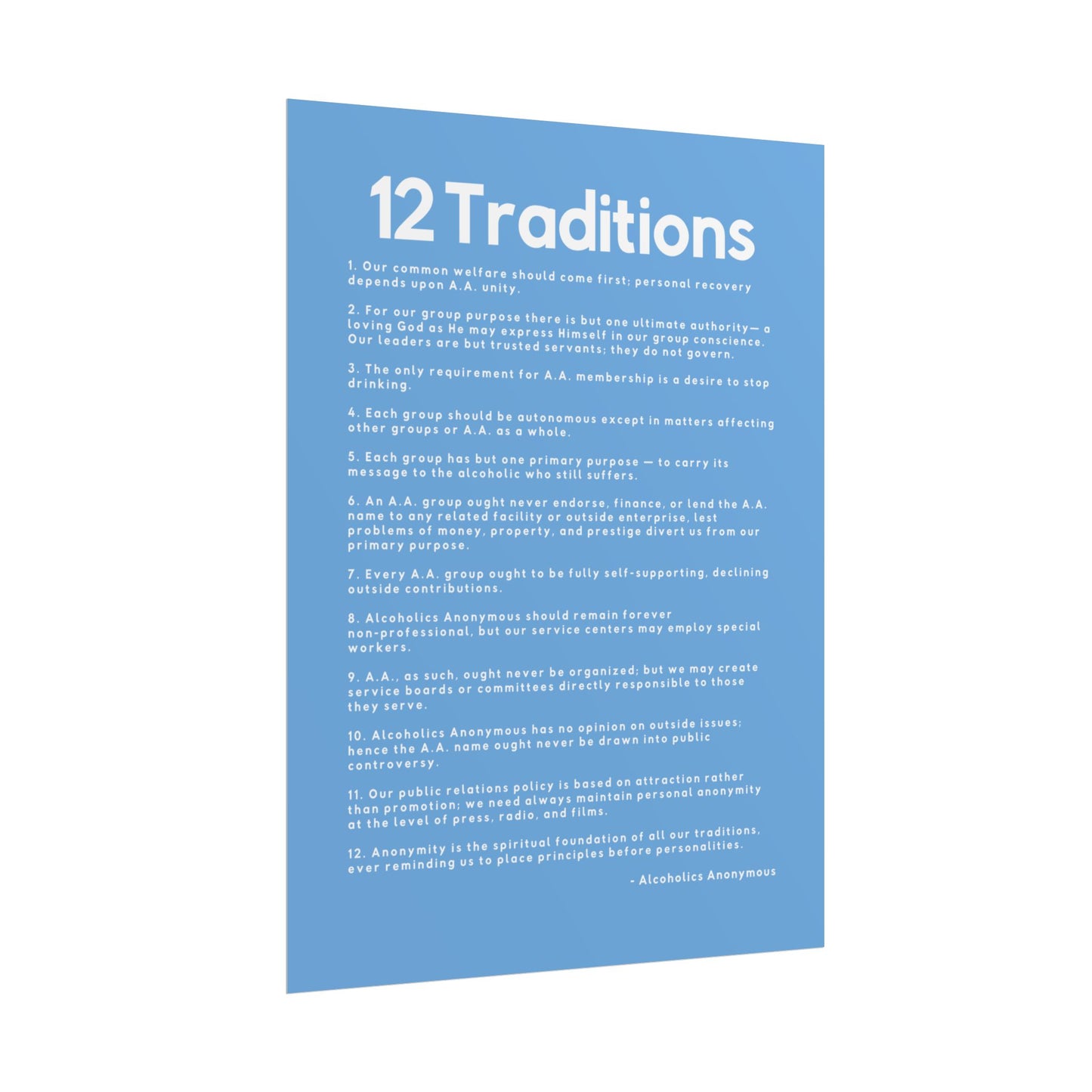 Haler Smith - Poster - Haler Smith Rolled Poster - 12 Traditions - Vertical Light Blue Matte Finish