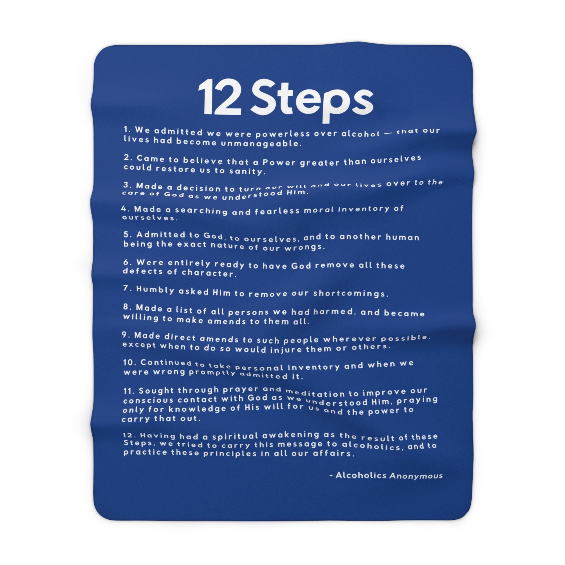 Haler Smith - Home Decor - Haler Smith Sherpa Fleece Blanket - 12 Steps - Dark Blue