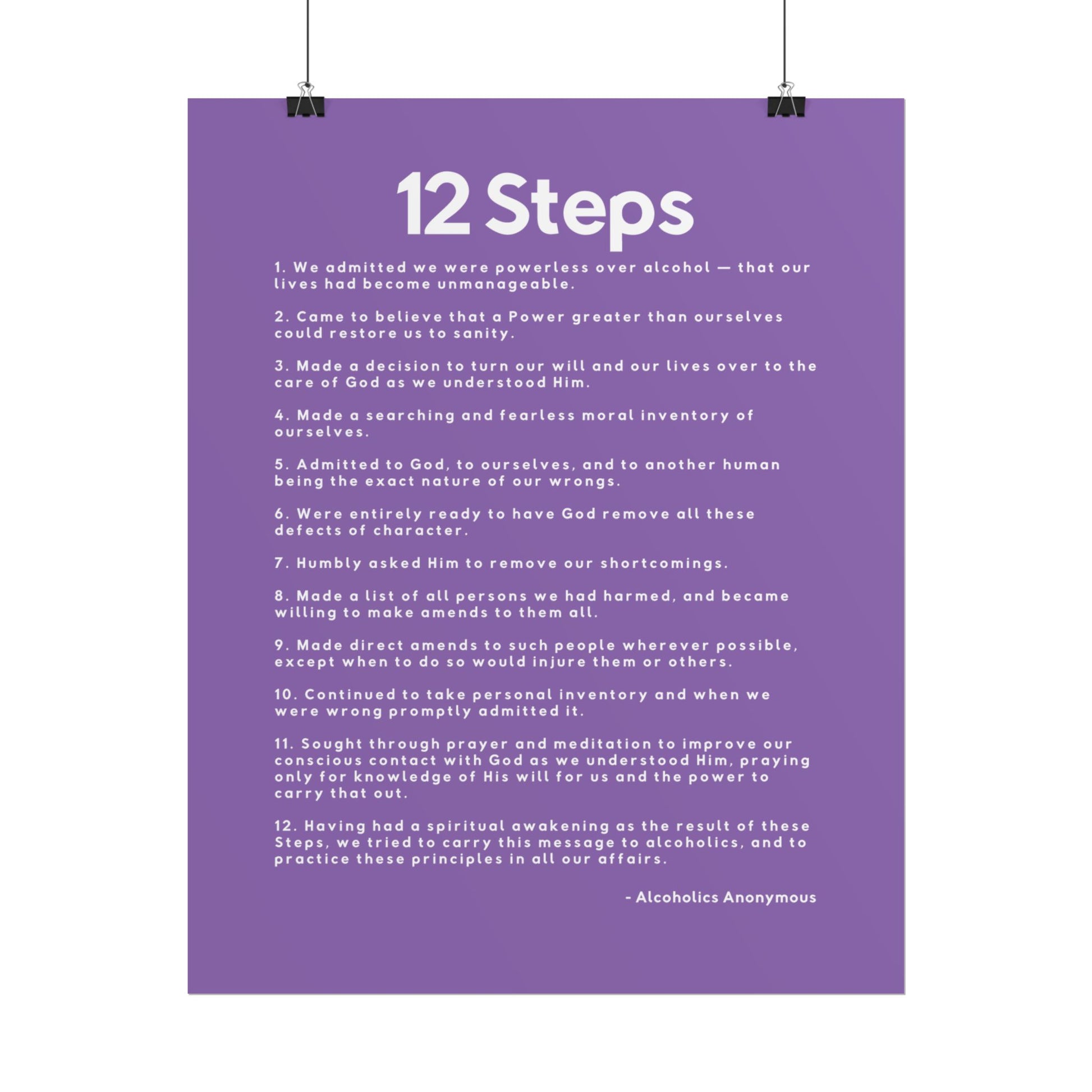 Haler Smith - Poster - Haler Smith Rolled Poster - 12 Steps - Vertical Light Purple Matte Finish