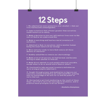 Haler Smith - Poster - Haler Smith Rolled Poster - 12 Steps - Vertical Light Purple Matte Finish