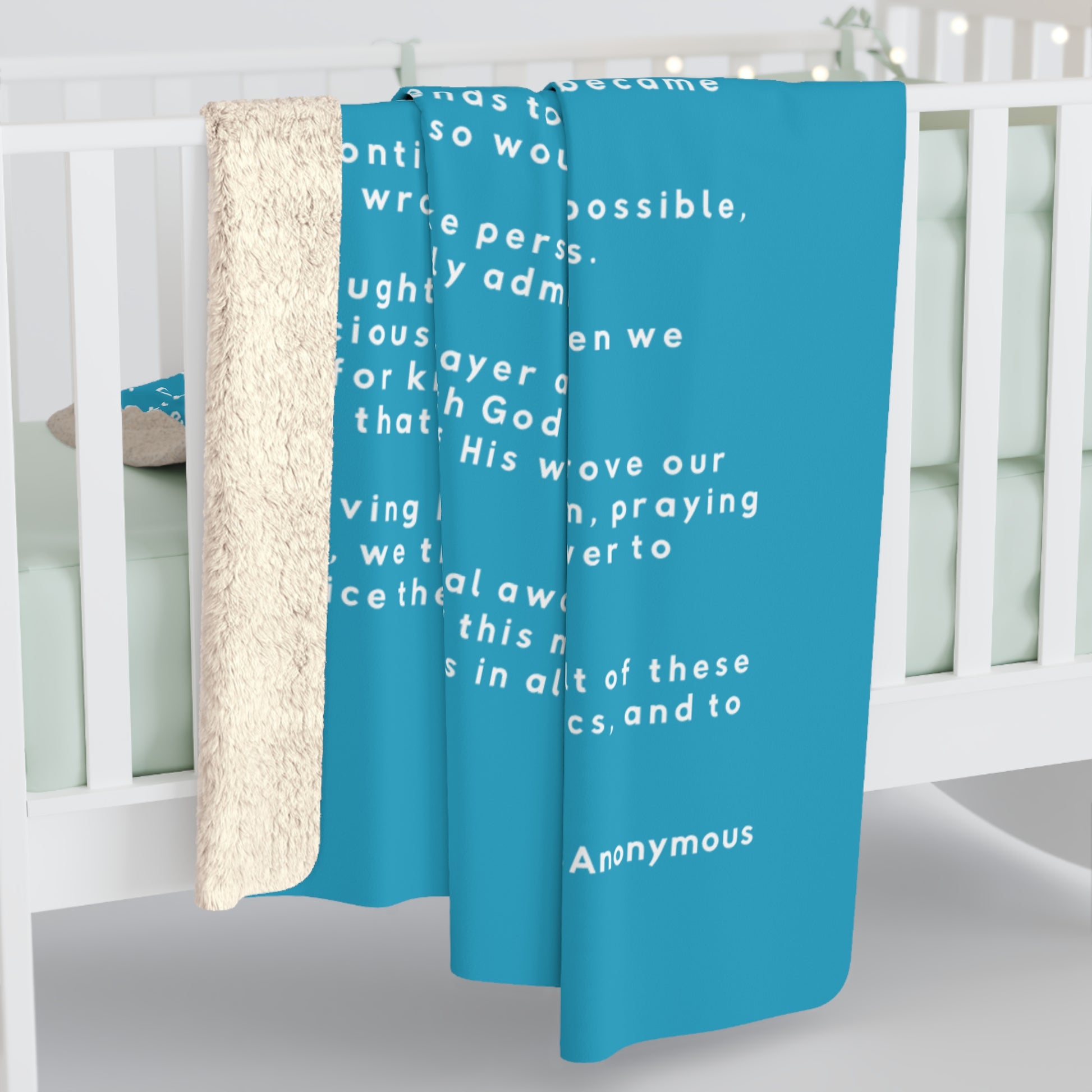 Haler Smith - Home Decor - Haler Smith Sherpa Fleece Blanket - 12 Steps - Turquoise