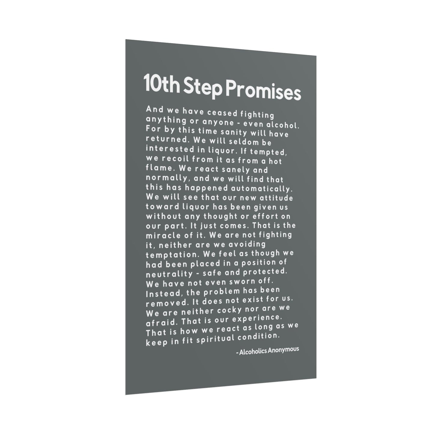 Haler Smith - Poster - Haler Smith Rolled Poster - 10th Step Promises - Vertical Dark Gray Matte Finish