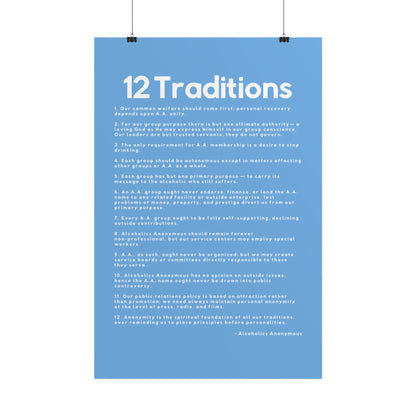 Haler Smith - Poster - Haler Smith Rolled Poster - 12 Traditions - Vertical Light Blue Matte Finish