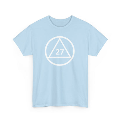 Recovery Short Sleeve T-Shirt | Circle and Triangle Sobriety Years Design 1 On The Front