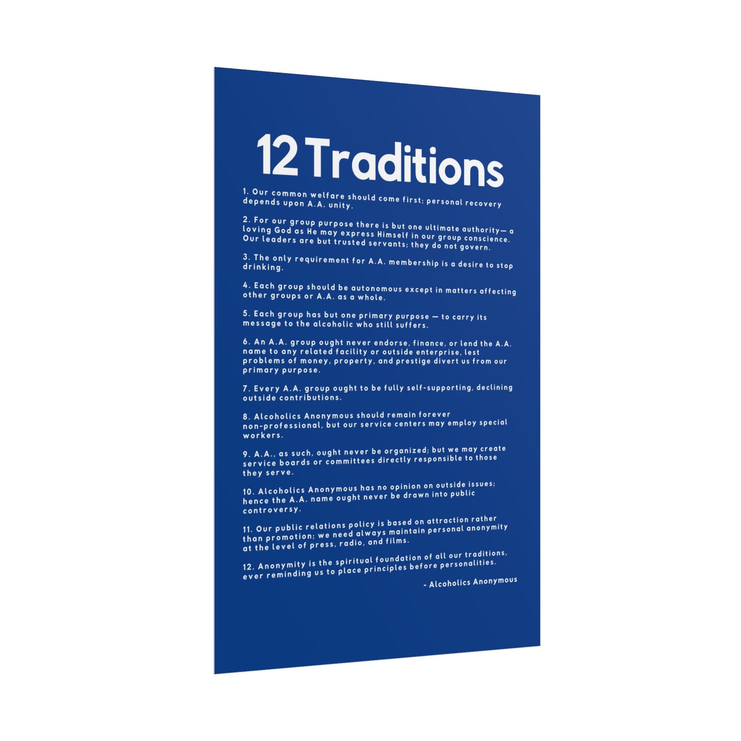 Haler Smith - Poster - Haler Smith Rolled Poster - 12 Traditions - Vertical Dark Blue Matte Finish
