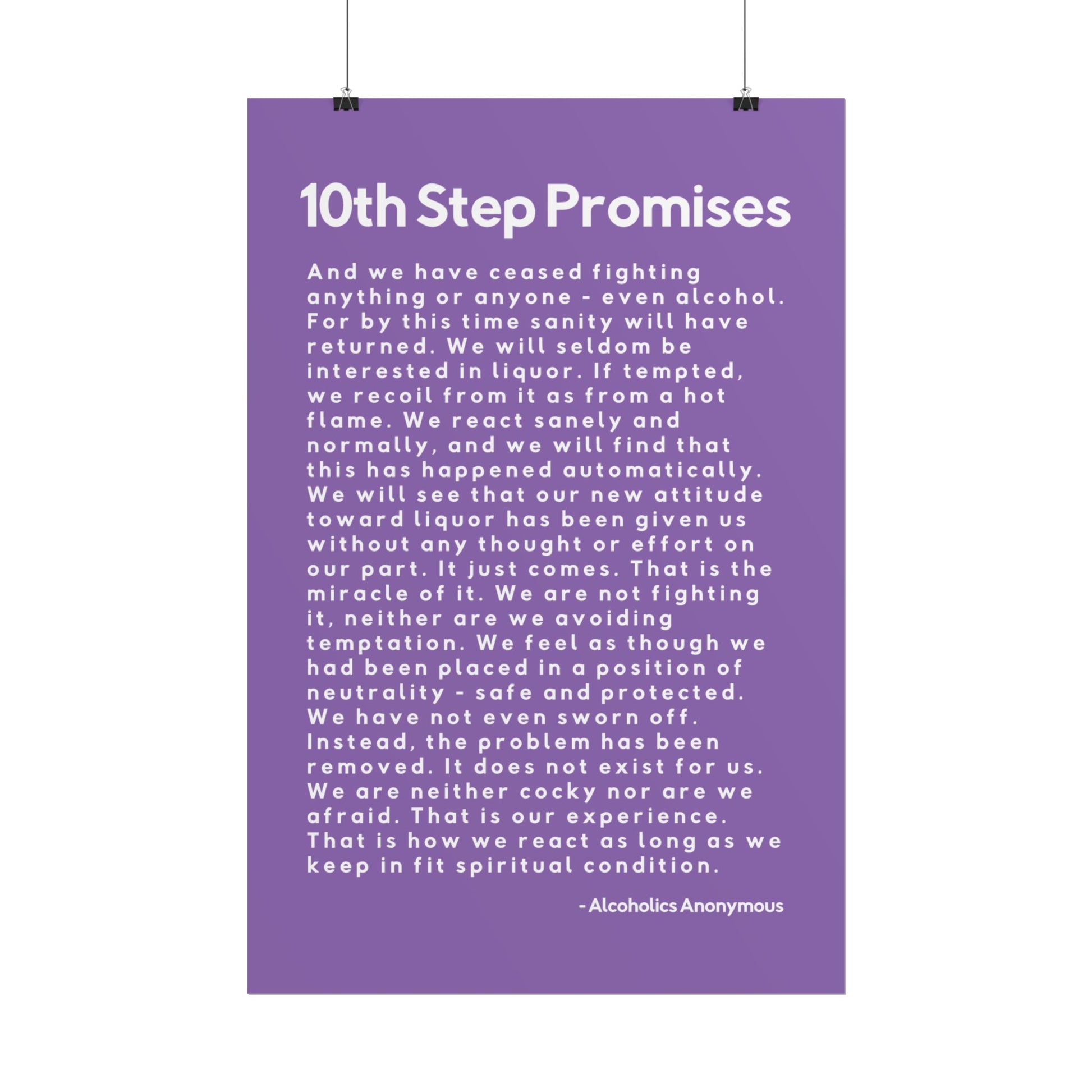 Haler Smith - Poster - Haler Smith Rolled Poster - 10th Step Promises - Vertical Light Purple Matte Finish