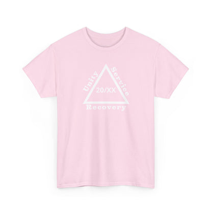 Recovery Short Sleeve T-Shirt | Unity Service Recovery Sobriety Years Design 1 On The Front