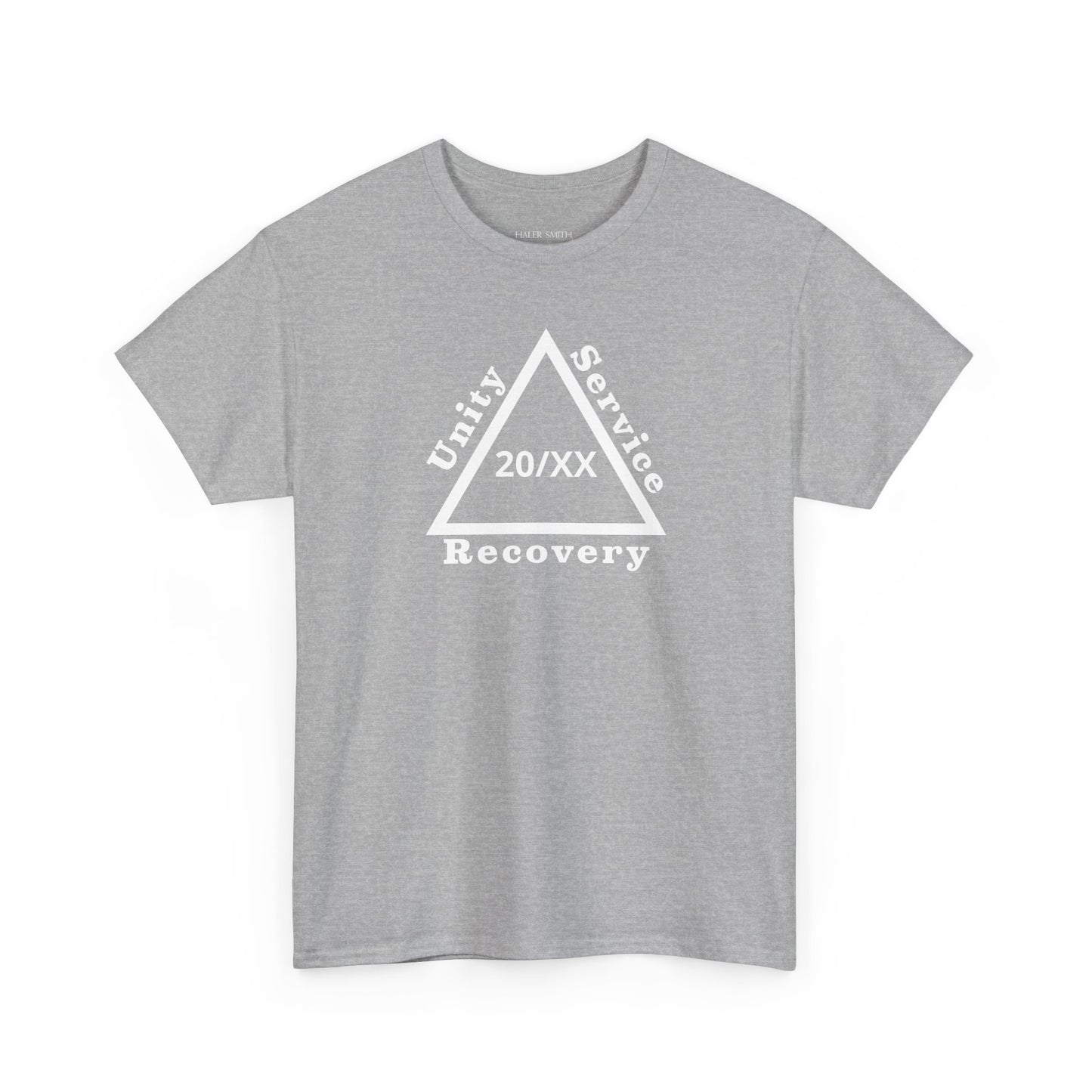 Recovery Short Sleeve T-Shirt | Unity Service Recovery Sobriety Years Design 1 On The Front