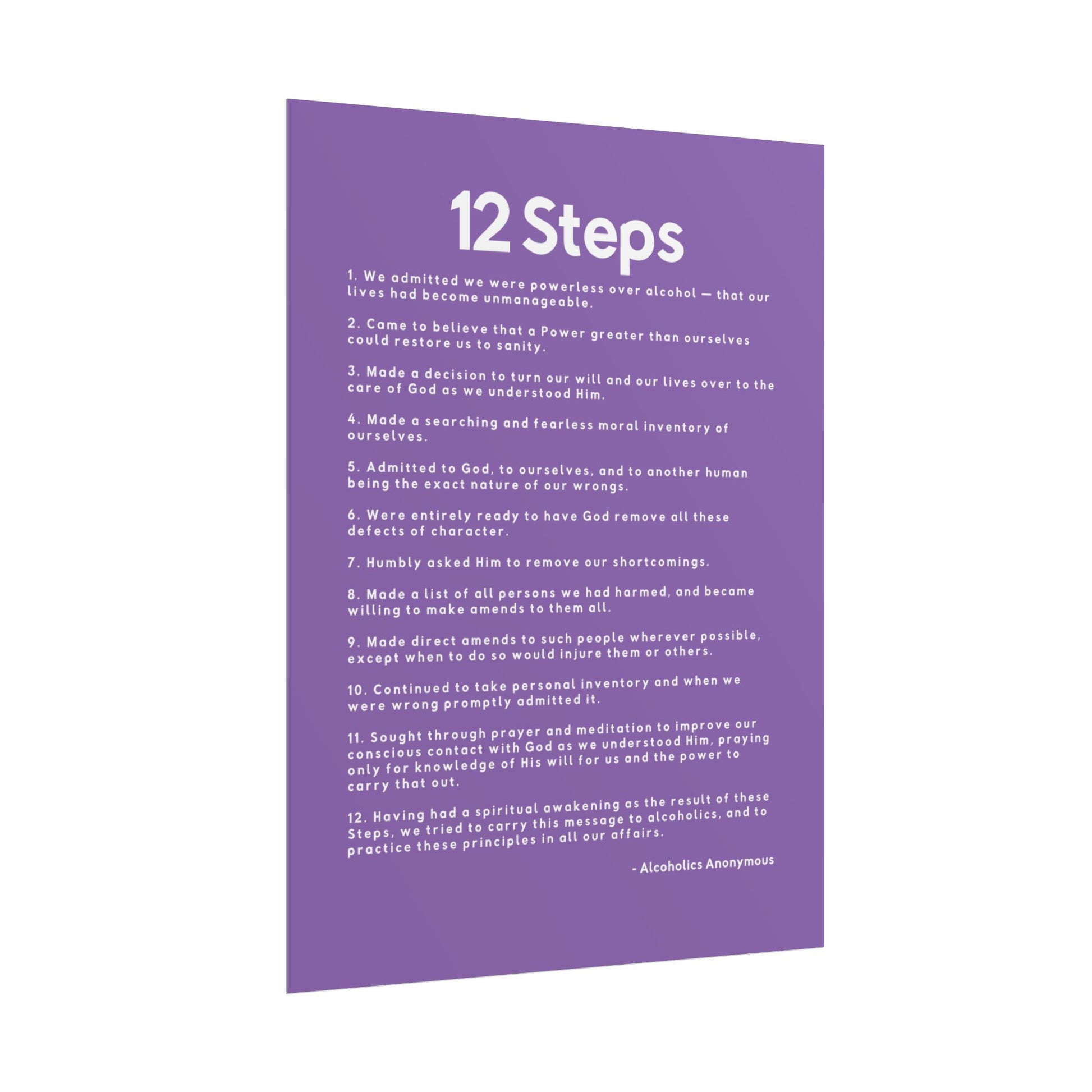 Haler Smith - Poster - Haler Smith Rolled Poster - 12 Steps - Vertical Light Purple Matte Finish