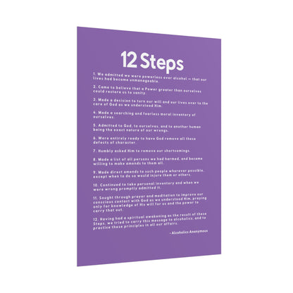 Haler Smith - Poster - Haler Smith Rolled Poster - 12 Steps - Vertical Light Purple Matte Finish