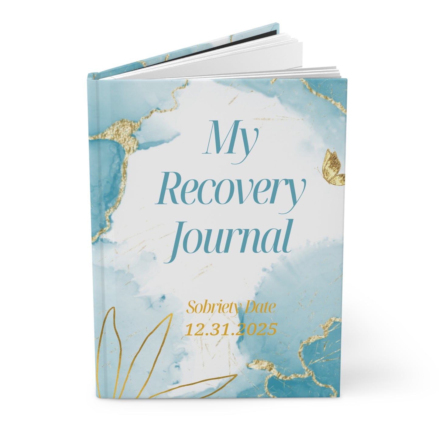 Recovery Hardcover Journal | My Recovery Journal Sobriety Date | Gold Leaf Scene