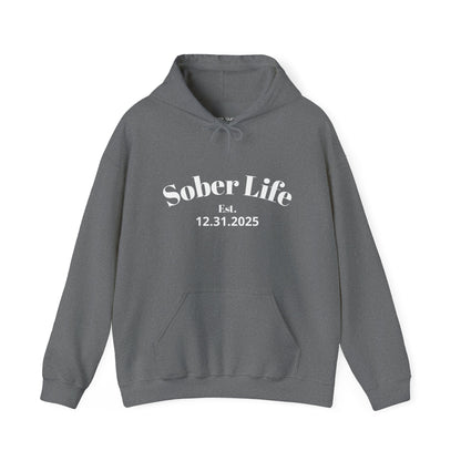 Recovery Hoodie | Sober Life Est. Design 1 On The Front