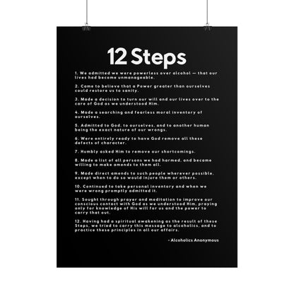 Haler Smith Rolled Poster - 12 Steps - Vertical Black Matte Finish - White Letters
