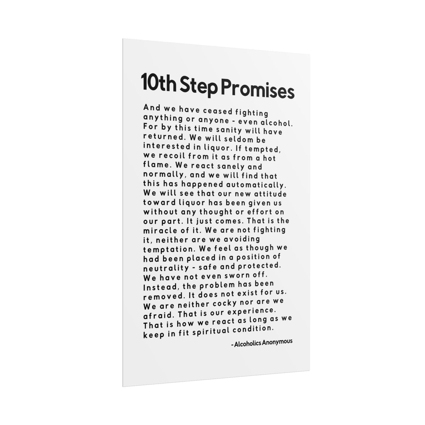 Haler Smith - Poster - Haler Smith Rolled Poster - 10th Step Promises - Vertical White Matte Finish