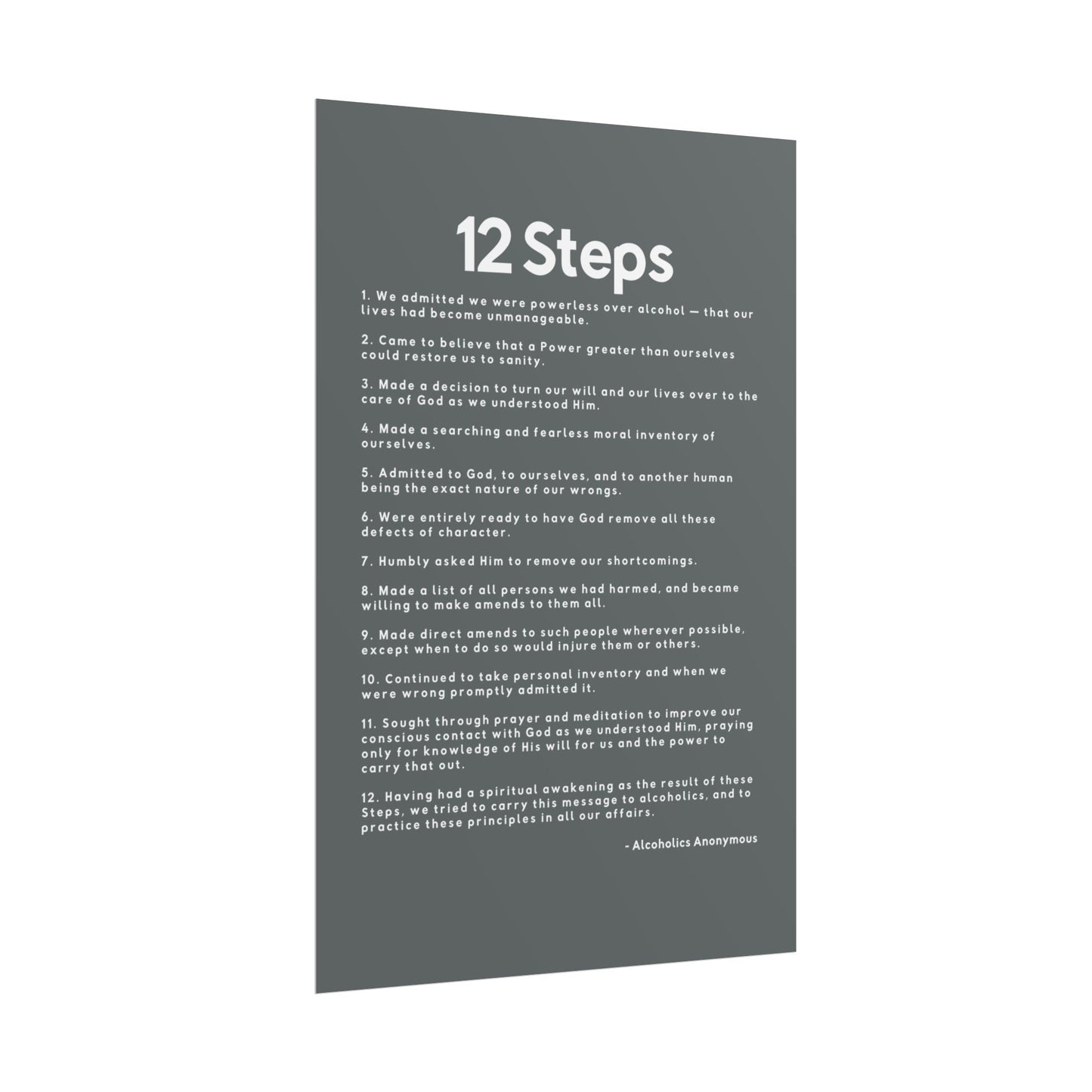 Haler Smith - Poster - Haler Smith Rolled Poster - 12 Steps - Vertical Dark Gray Matte Finish