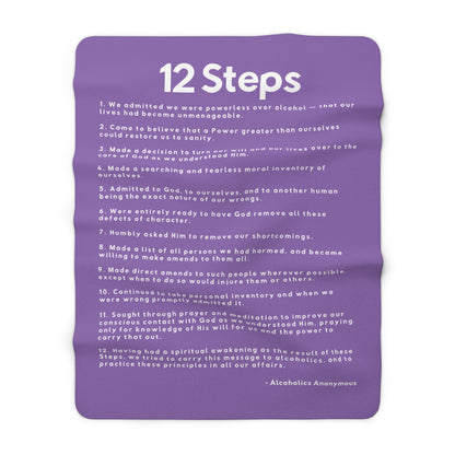 Haler Smith - Home Decor - Haler Smith Sherpa Fleece Blanket - 12 Steps - Light Purple