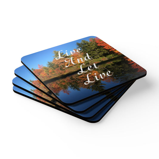 Haler Smith Corkwood Coaster Set Mountain Pond - Live and Let Live White