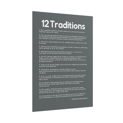 Haler Smith - Poster - Haler Smith Rolled Poster - 12 Traditions - Vertical Dark Gray Matte Finish