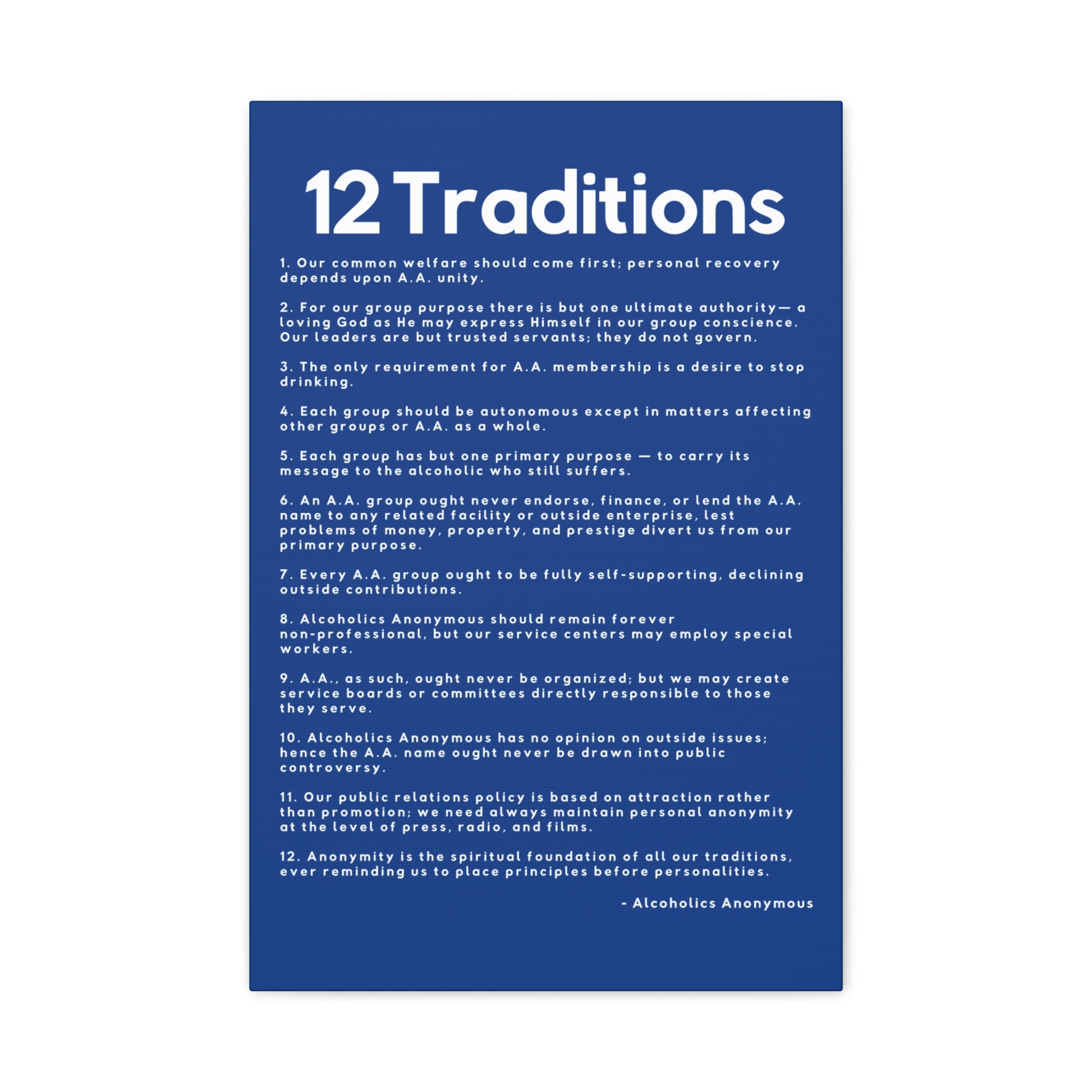 Haler Smith - Canvas - Haler Smith Matte Canvas - 12 Traditions - Vertical Dark Blue Matte Finish