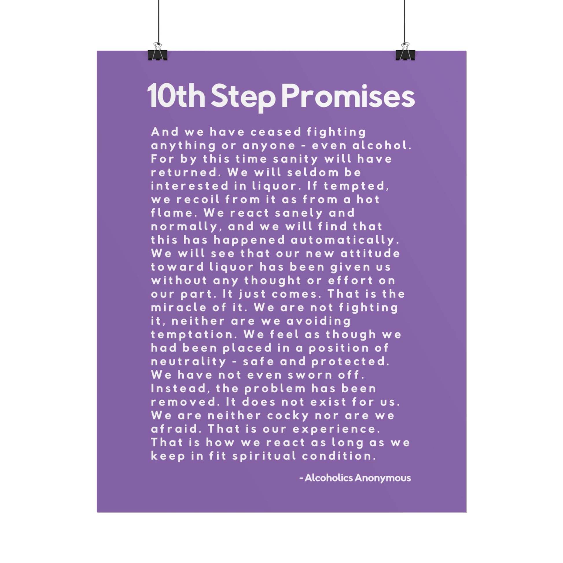 Haler Smith - Poster - Haler Smith Rolled Poster - 10th Step Promises - Vertical Light Purple Matte Finish