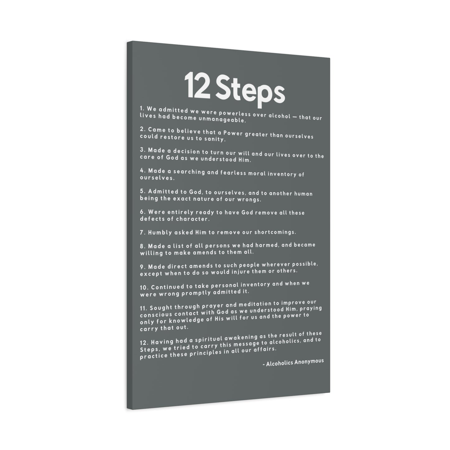 Haler Smith - Canvas - Haler Smith Matte Canvas - 12 Steps - Vertical Dark Gray Matte Finish