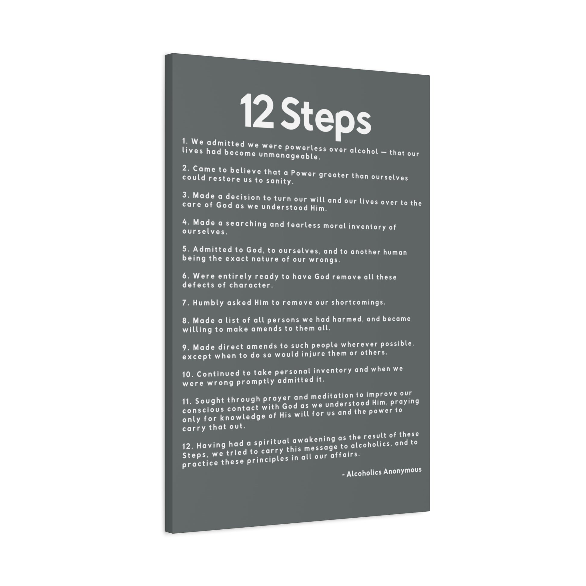 Haler Smith - Canvas - Haler Smith Matte Canvas - 12 Steps - Vertical Dark Gray Matte Finish