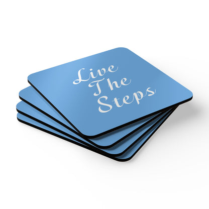 Haler Smith Corkwood Coaster Set Light Blue - Live The Steps White