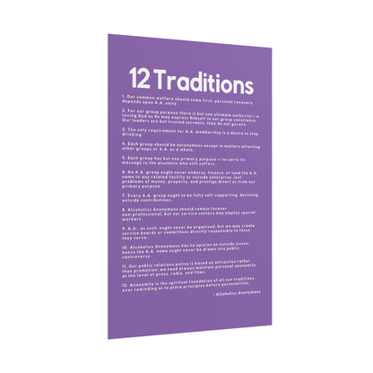 Haler Smith - Poster - Haler Smith Rolled Poster - 12 Traditions - Vertical Light Purple Matte Finish