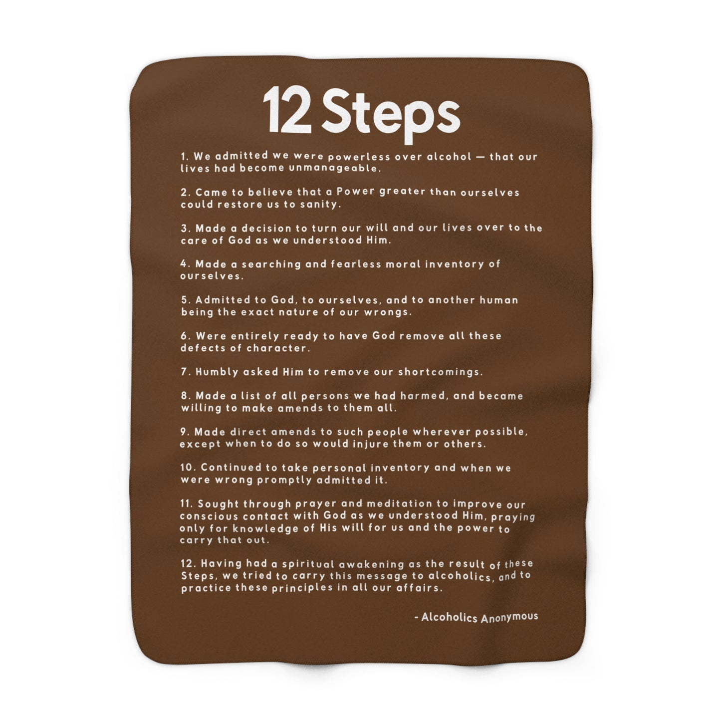 Haler Smith - Home Decor - Haler Smith Sherpa Fleece Blanket - 12 Steps - Brown