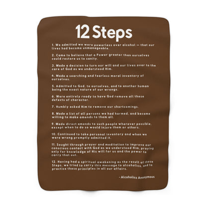 Haler Smith - Home Decor - Haler Smith Sherpa Fleece Blanket - 12 Steps - Brown