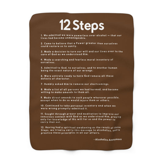 Haler Smith - Home Decor - Haler Smith Sherpa Fleece Blanket - 12 Steps - Brown