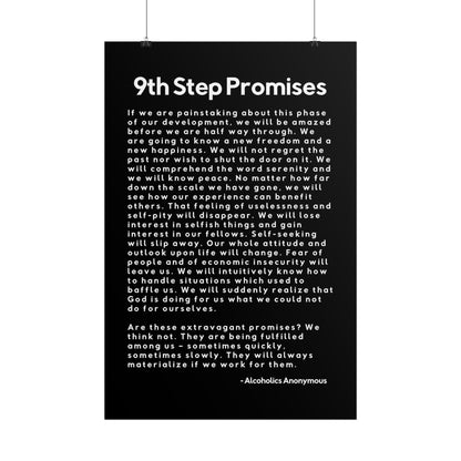 Haler Smith Rolled Poster - 9th Step Promises - Vertical Black Matte Finish - White Letters