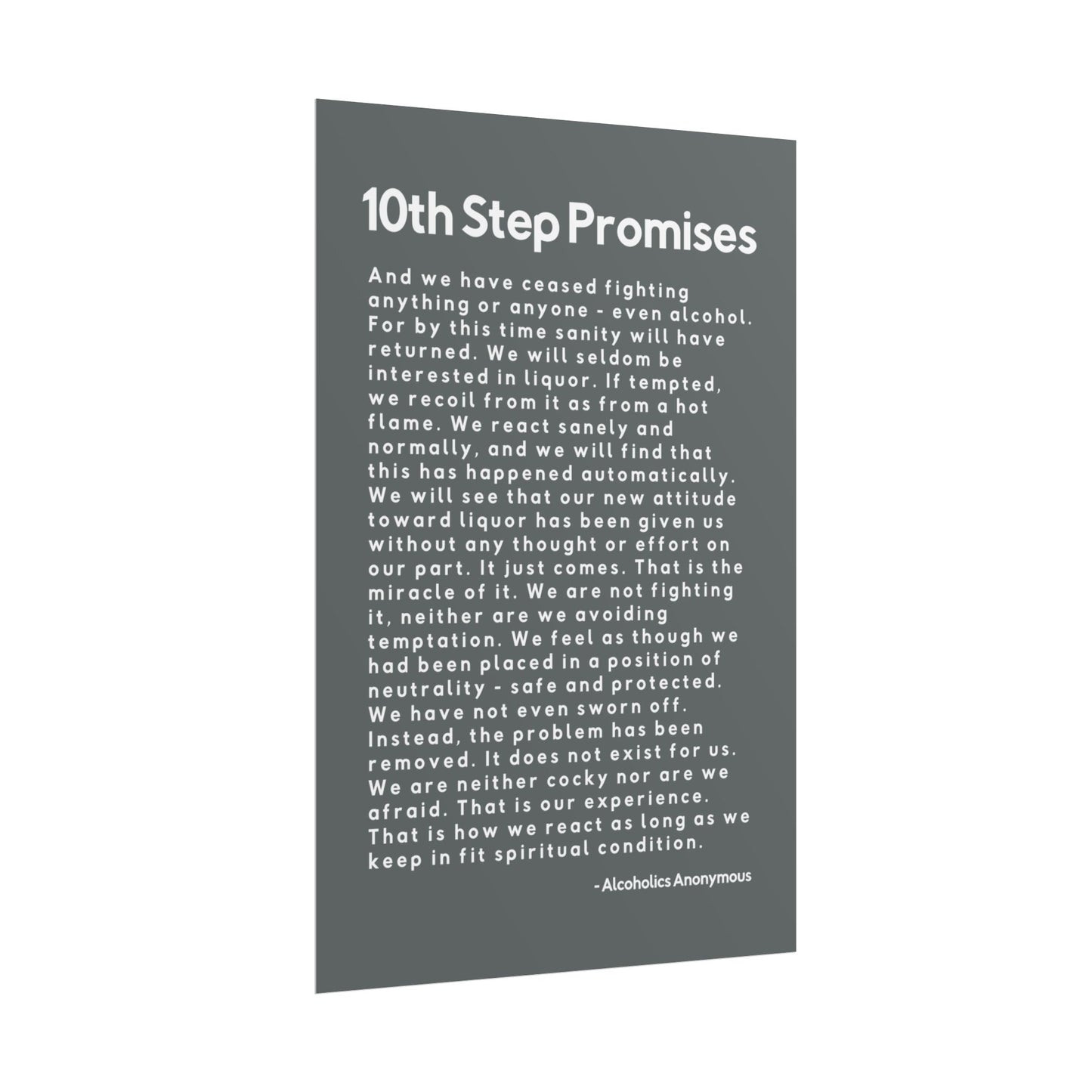 Haler Smith - Poster - Haler Smith Rolled Poster - 10th Step Promises - Vertical Dark Gray Matte Finish