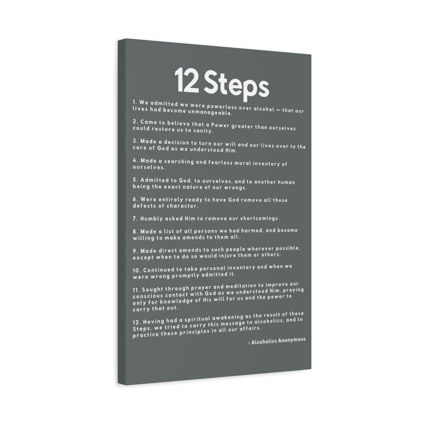 Haler Smith - Canvas - Haler Smith Matte Canvas - 12 Steps - Vertical Dark Gray Matte Finish