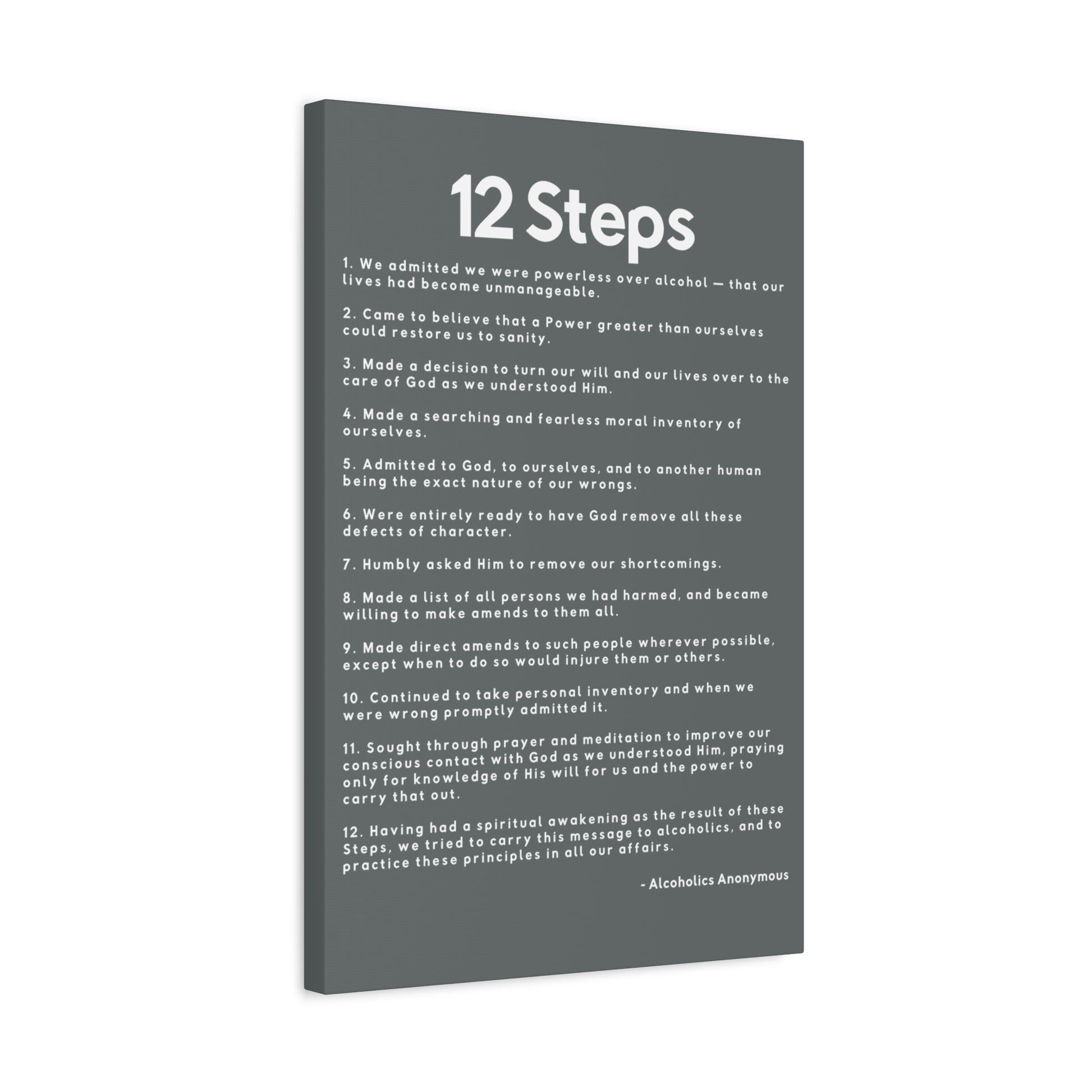 Haler Smith - Canvas - Haler Smith Matte Canvas - 12 Steps - Vertical Dark Gray Matte Finish