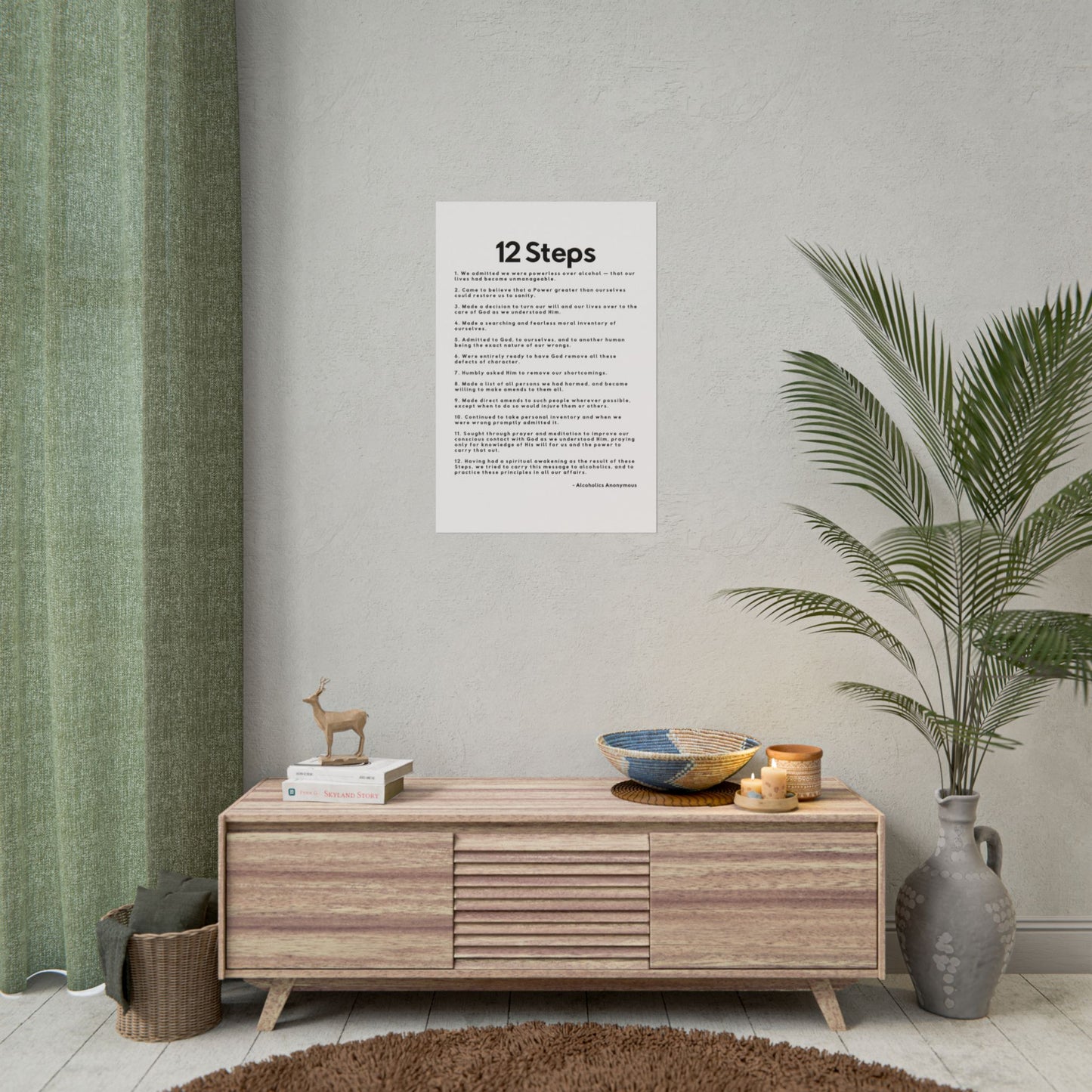 Haler Smith Rolled Poster - 12 Steps - Vertical White Matte Finish - Black Letters