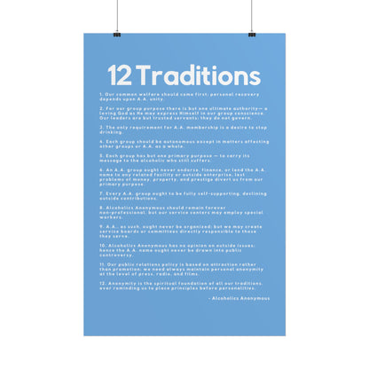 Haler Smith - Poster - Haler Smith Rolled Poster - 12 Traditions - Vertical Light Blue Matte Finish