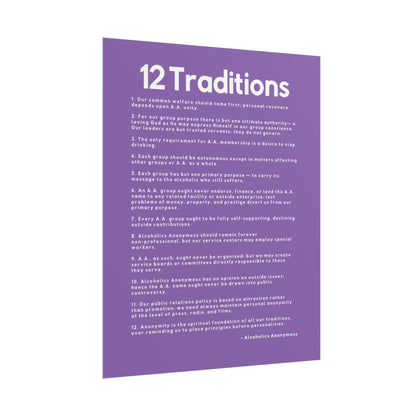 Haler Smith - Poster - Haler Smith Rolled Poster - 12 Traditions - Vertical Light Purple Matte Finish