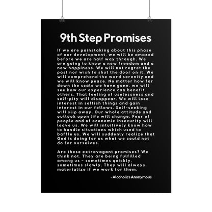 Haler Smith Rolled Poster - 9th Step Promises - Vertical Black Matte Finish - White Letters