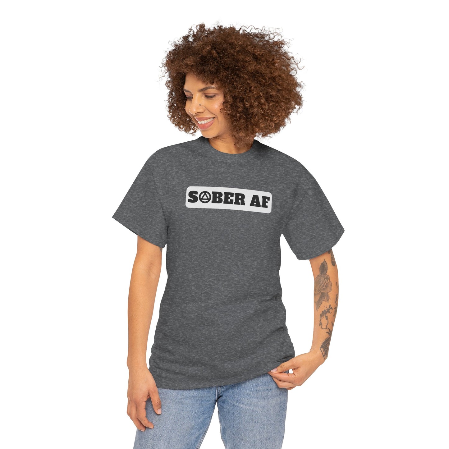 Recovery Short Sleeve T-Shirt | Sober AF Design 1 On The Front
