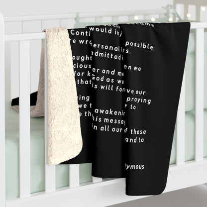 Haler Smith - Home Decor - Haler Smith Sherpa Fleece Blanket - 12 Steps - White Letters - Black