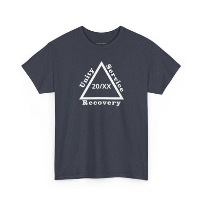 Recovery Short Sleeve T-Shirt | Unity Service Recovery Sobriety Years Design 1 On The Front