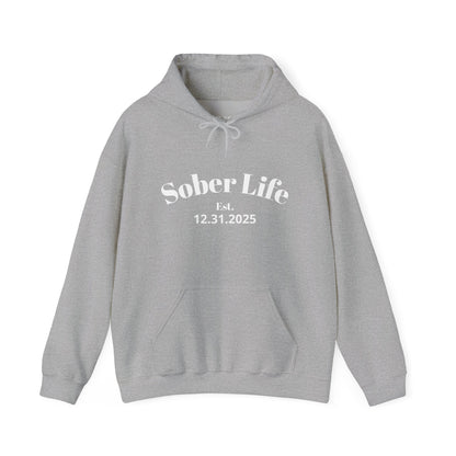 Recovery Hoodie | Sober Life Est. Design 1 On The Front