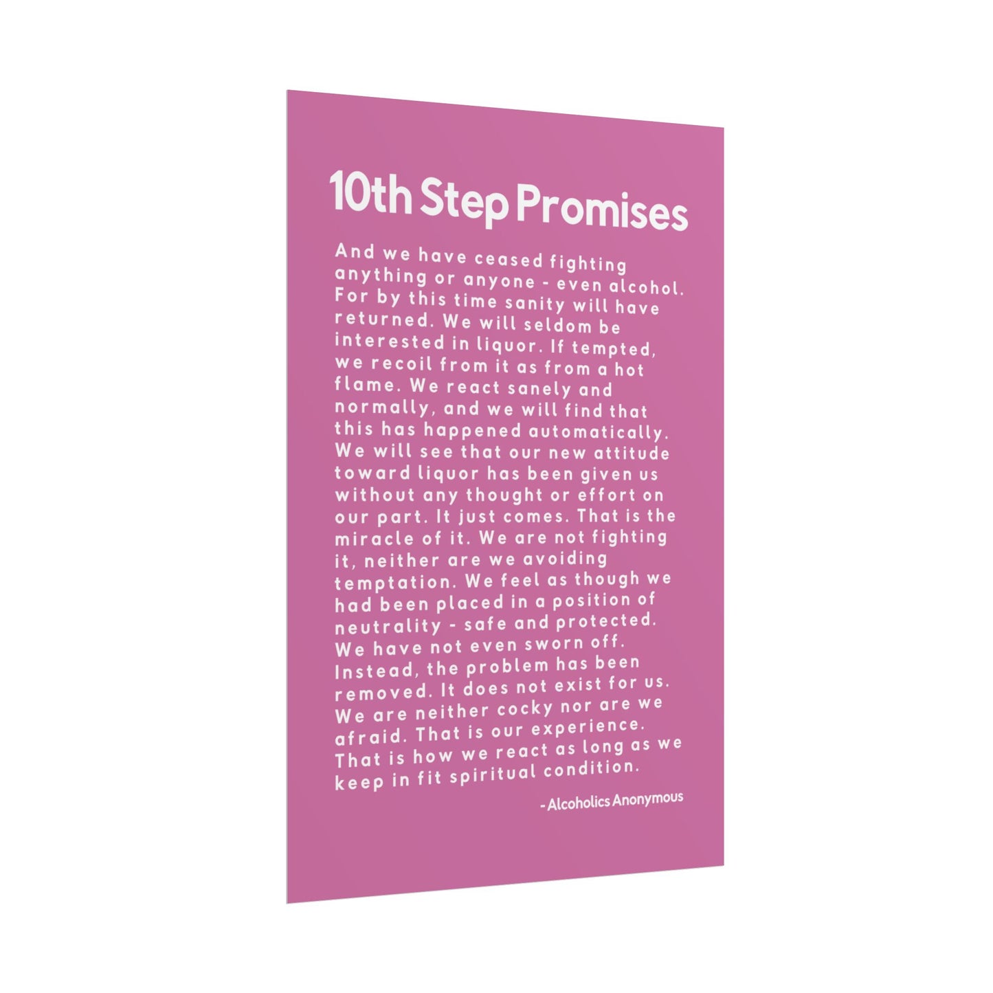 Haler Smith - Poster - Haler Smith Rolled Poster - 10th Step Promises - Vertical Light Pink Matte Finish