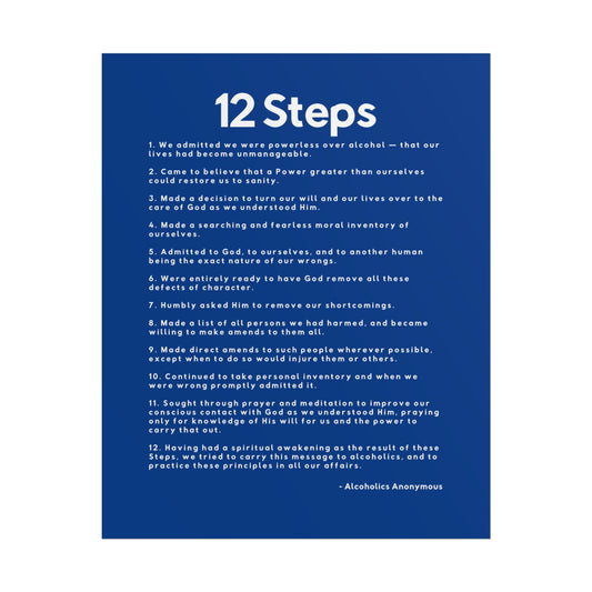 Haler Smith - Poster - Haler Smith Rolled Poster - 12 Steps - Vertical Dark Blue Matte Finish - White Letters