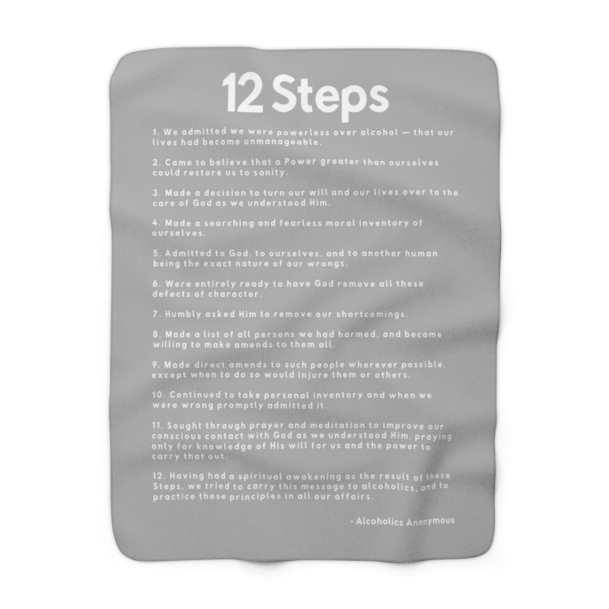 Haler Smith - Home Decor - Haler Smith Sherpa Fleece Blanket - 12 Steps - Light Gray