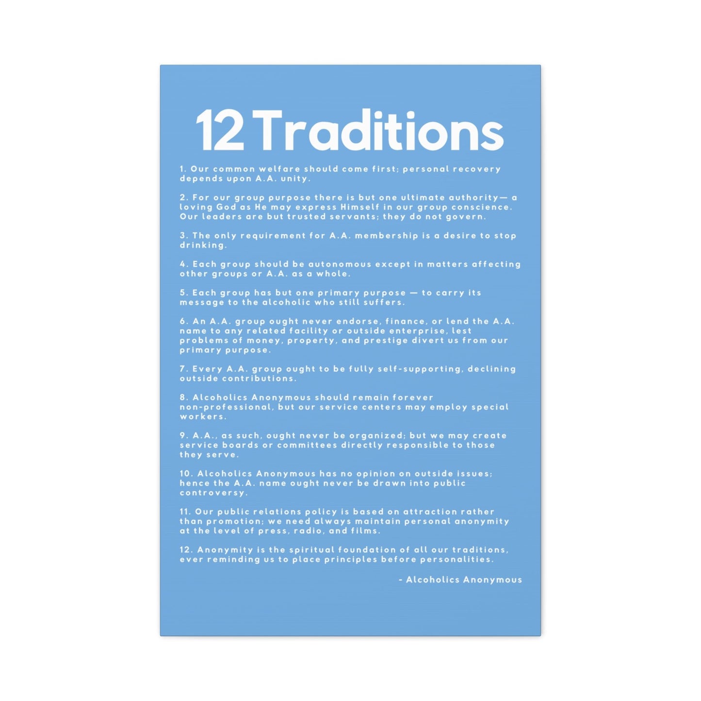 Haler Smith - Canvas - Haler Smith Matte Canvas - 12 Traditions - Vertical Light Blue Matte Finish