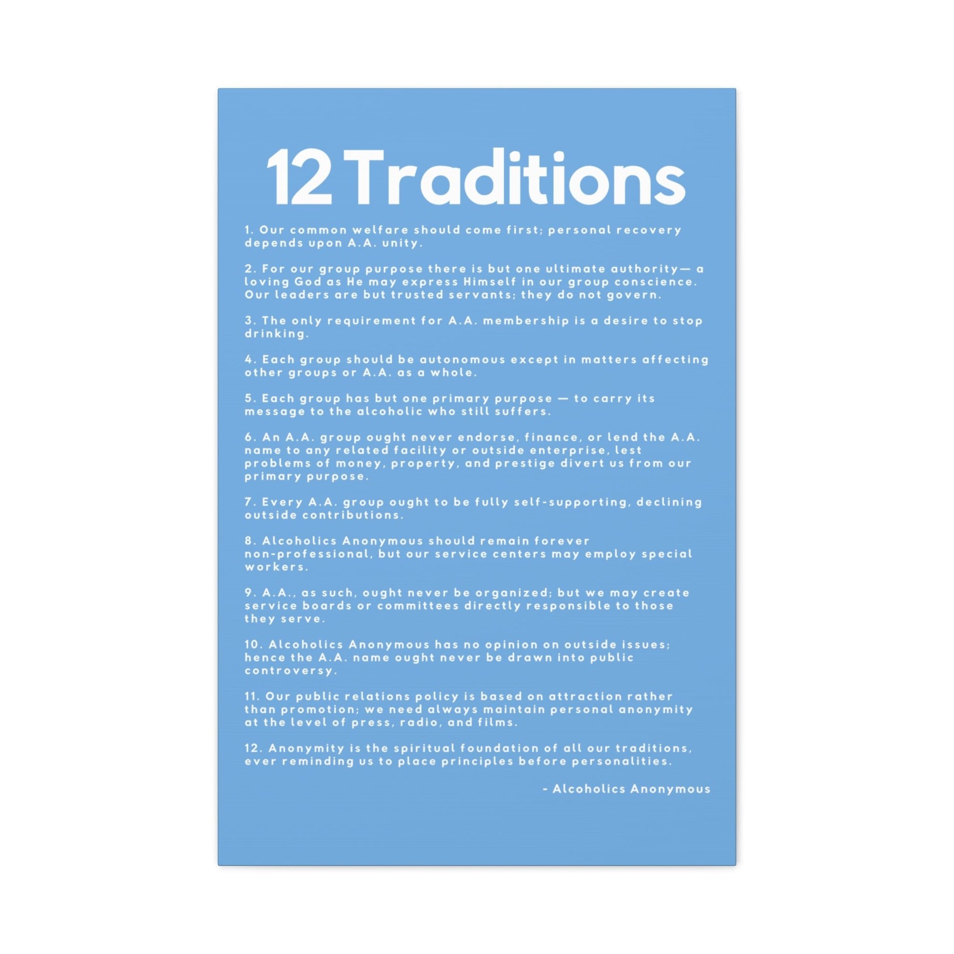 Haler Smith - Canvas - Haler Smith Matte Canvas - 12 Traditions - Vertical Light Blue Matte Finish
