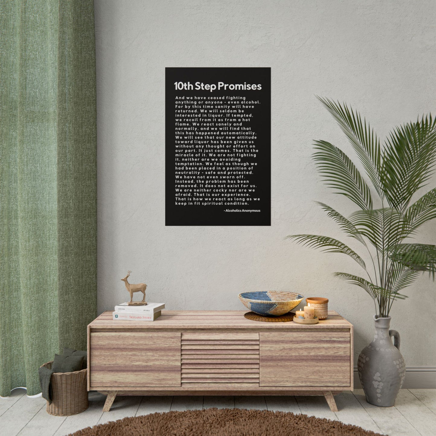 Haler Smith Rolled Poster - 10th Step Promises - Vertical Black Matte Finish - White Letters